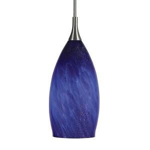 Cal Lighting UP-995/6-BS Pendant with Blue Art Glass Shades, Brushed Steel Finish, See Image - 1 of 1