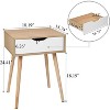 Bonnlo White & Nature Wood Nightstand End Side Table with Drawer & Solid Wood Legs for Bedroom - 3 of 4