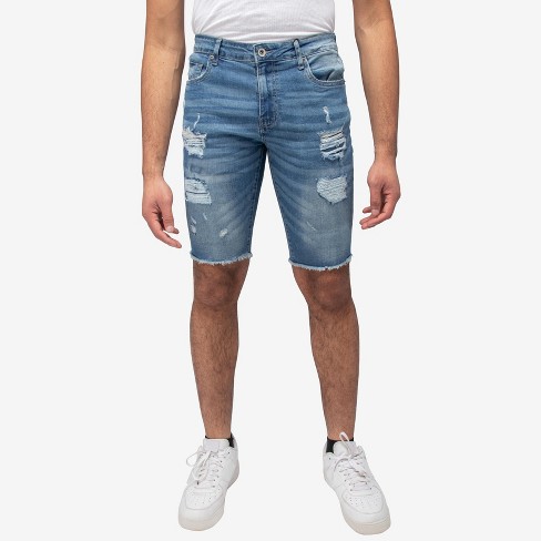 Raw X Men s Denim Shorts Rips Distress Frayed Cut Off Slim Fit Jeans Short In Med Blue Size 32 Target
