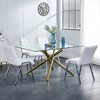 2 Pcs PU Dining Chairs, High Backrest Kitchen Chairs with Metal Legs, Sponge Seat Cushion Comfortable Chairs for Dining Room, Kitchen White - 4 of 4