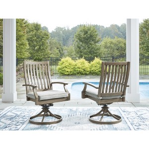 Signature Design by Ashley Rainier Ranch Outdoor Swivel Chairs with All-Weather Cushions, Set of 2, Beige - 1 of 4
