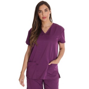 Just Love Solid Stretch Scrub Top for Women Mock Wrap Nursing Shirt - 1 of 3