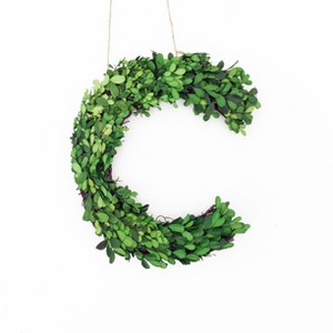 Modern Home 12" Real Preserved Boxwood Monogram Wreath - 1 of 1