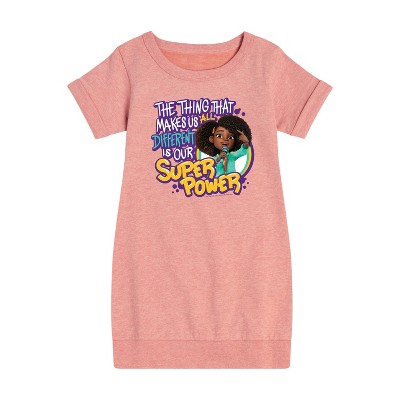 - Karma's World - Our Super Power Graphic Short Sleeve Fleece Dress