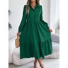 Women's Long Sleeve Dress Button Down Flowy Fall Ruffle Maxi Holiday Dresses - 4 of 4