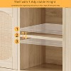Sideboard Buffet Cabinet with Storage, 47" Rattan Storage Cabinets with 2 Doors and Shelves,Large Wood Coffee Bar Cabinet - 4 of 4