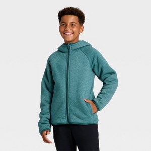 Boys' High Pile Fleece Lined Full Zip Hoodie - All In Motion™ - 1 of 3