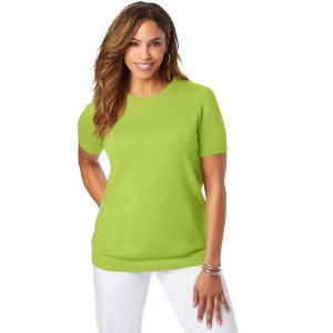 Jessica London Women's Plus Size Fine Gauge Crewneck Shell - 1 of 4