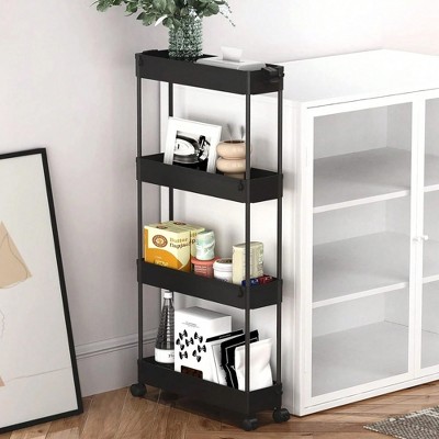 YONWAY Storage Cart, Rolling Utility Organizer Cart, Mobile Shelving Unit Slide Out Storage Shelves for Kitchen, Living Room and Bathroom