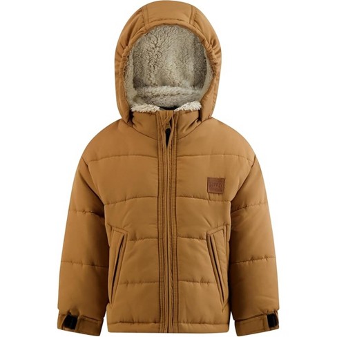 London Fog Infant Boys Heavyweight Stylish Winter Puffer Jacket Tan 12 Months