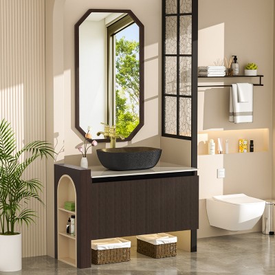 Wall Mounted Bathroom Vanity Cabinet w/ Sink Faucet Floating Storage