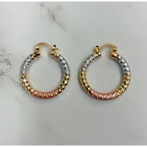 RMZ GOLD NYC 18K Gold Disco-Style Tricolor Hoops – Modern Luxury Earrings - 1 of 3