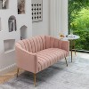 SEYNAR Modern Glam Comfy 50" Metal Legs Curved Sofa 2 Seaters Loveseat with Tufted Back - 3 of 4