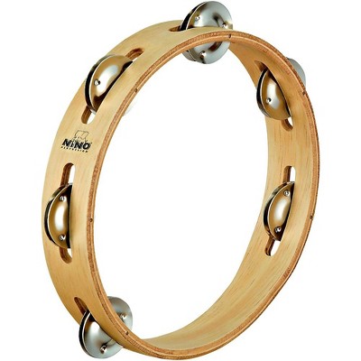 Nino Wood Tambourine 1 Row Natural 8 in.