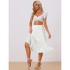 INSPIRE CHIC Women's Midi Solid Elastic Waist Flare Tiered A-Line Skirt with Pockets - 2 of 4