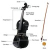 AZL1 Life Concept Orchestral String Instruments Complete 4/4 Violin Beginner Set with Hard Case and Full Accessories, Black, 31.5"*10.24"*5.12" - 3 of 4