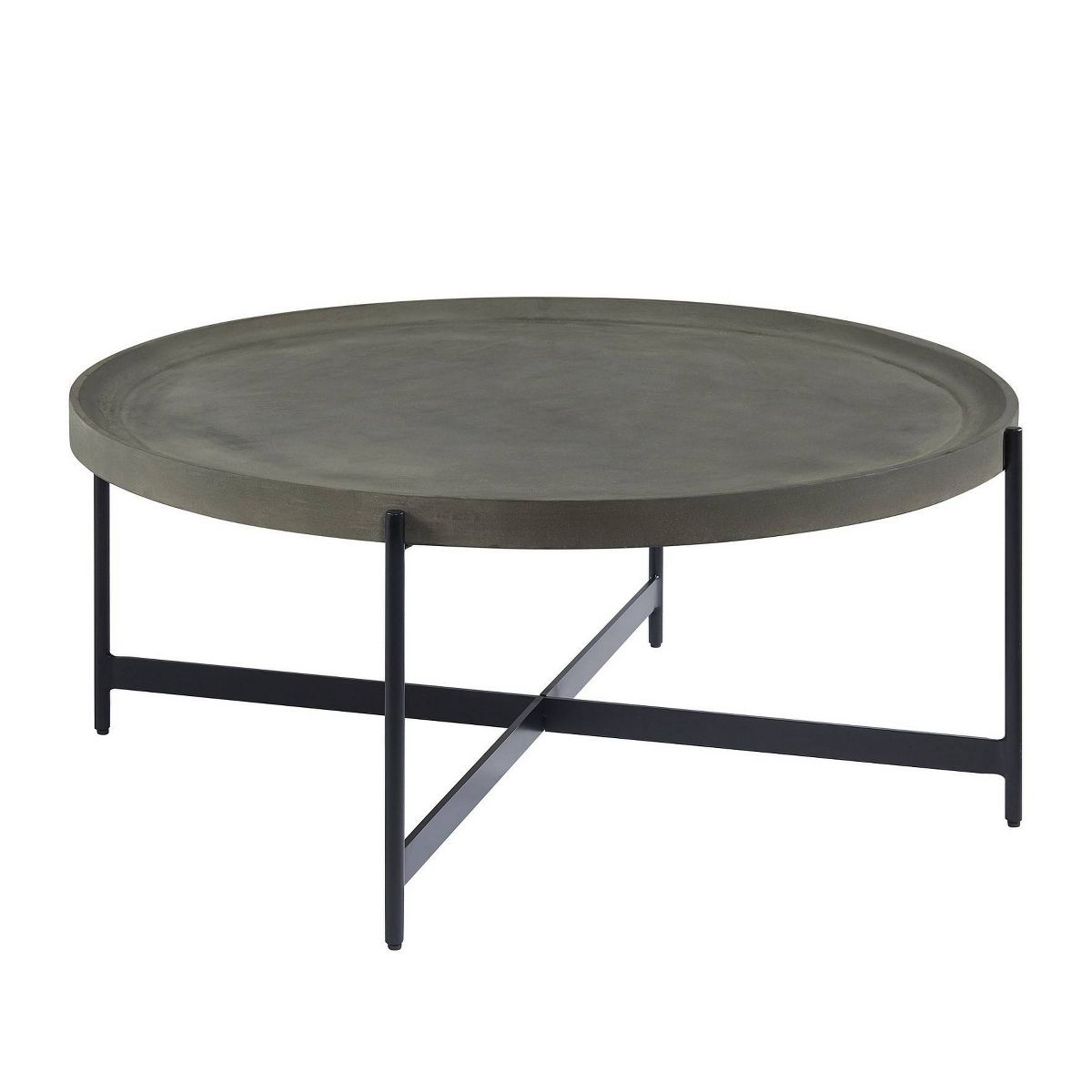 Alaterre Furniture 42" Brookline Round Coffee Table with X-Frame Metal Base - thumbnail 2