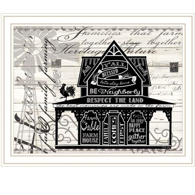 HomeRoots Y'ALL BLESSED FARMHOUSE White Framed Print Wall Art