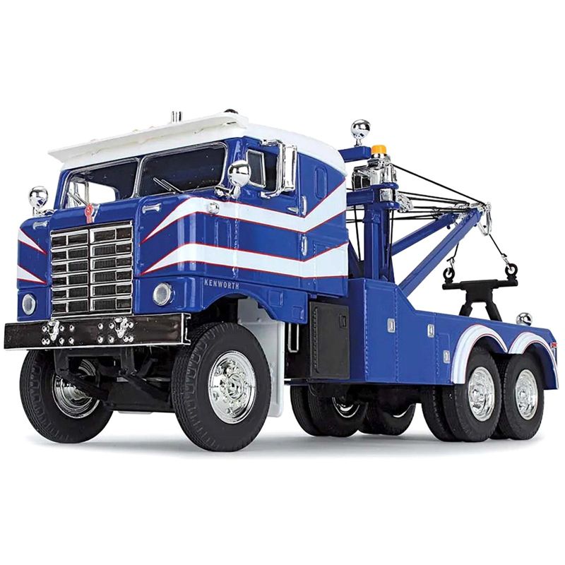 1953 Kenworth Bullnose Heavy-Duty Holmes Wrecker Tow Truck Rich Blue and White 1/34 Diecast Model by First Gear, 2 of 4