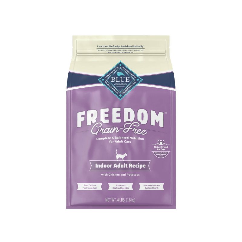 Blue Buffalo Freedom Grain Free Indoor with Chicken, Peas & Potatoes Adult Premium Dry Cat Food, 1 of 11