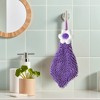 REGALWOVEN Soft Absorbent Flower Pattern and Sheep Pattern Chenille Hand Towel with Loop 6" x 15"/7" x 11" 2 Pcs - 2 of 4