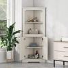 Corner Cabinet, Freestanding Corner Shelf w/2 Doors & 2 Shelves, Bathroom Corner Storage Cabinet for Bathroom, Living Room, Bedroom or Kitchen - 3 of 4