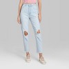 Women's Super-High Rise Distressed Mom Jeans - Wild Fable™ Light Wash - image 2 of 3