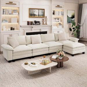 Captiva Designs 157.5-Inch Cloud Modular L-Shaped 5PC Sectional Sofa, Comfy Couch with Ottoman and Deep Cushions - 1 of 4