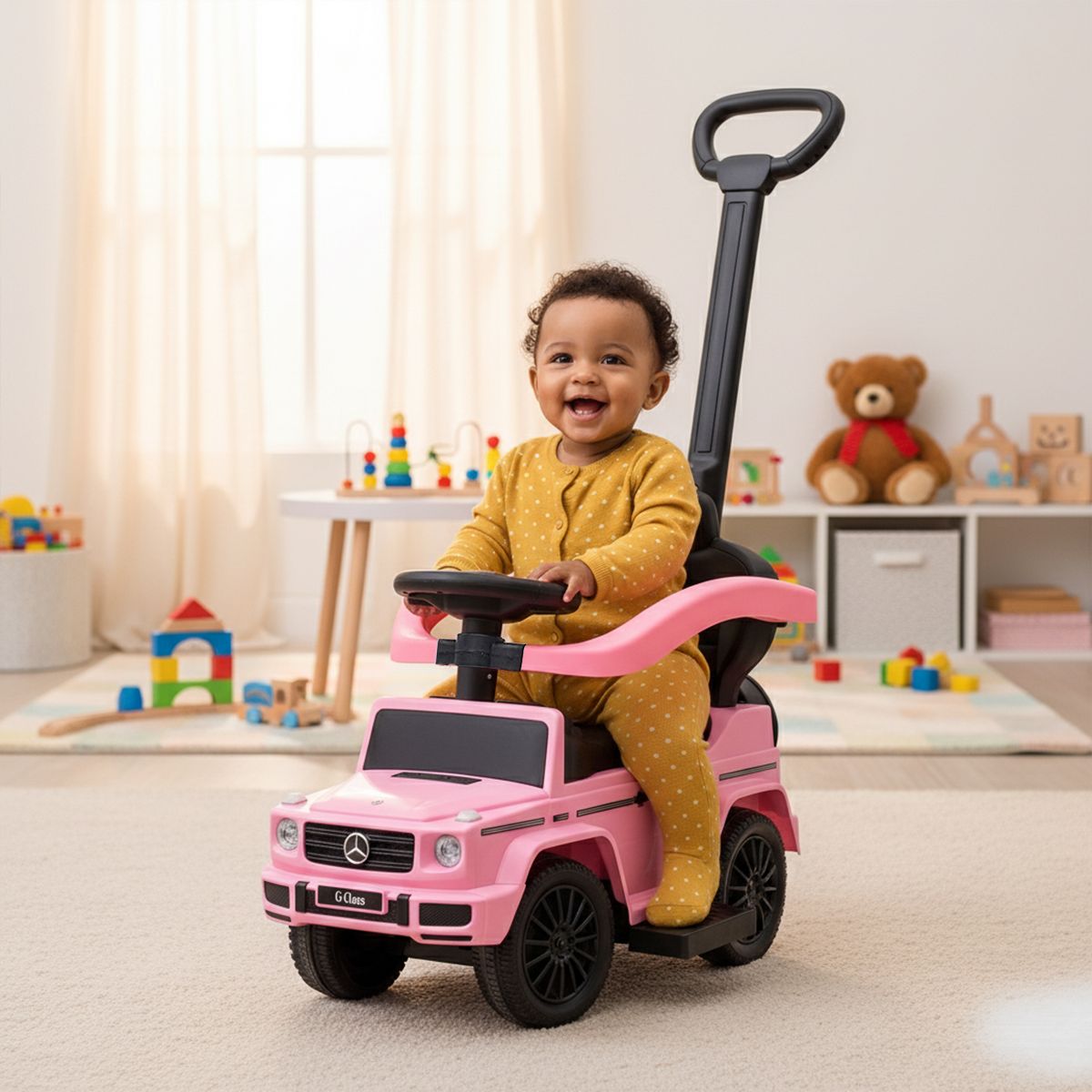 Best Ride On Cars Kids Outdoor Stroller Mercedes G-Wagon 3 in 1 Push Car - thumbnail 4