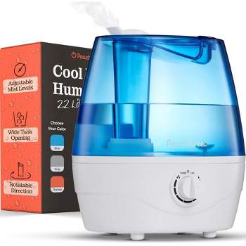 Peach Street Cool Mist Humidifiers for Bedroom - 2.2L Tank, Baby, Office, Quiet Ultrasonic Vaporizer, Adjustable Mist Level, Large Area, Easy Clean