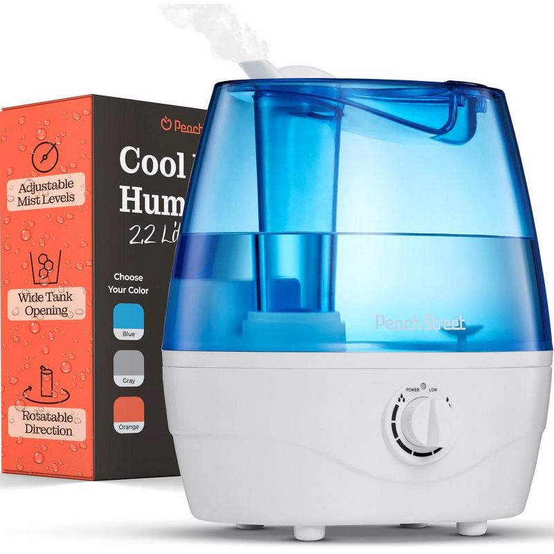 Peach Street Cool Mist Humidifiers for Bedroom - 2.2L Tank, Baby, Office, Quiet Ultrasonic Vaporizer, Adjustable Mist Level, Large Area, Easy Clean, 1 of 11