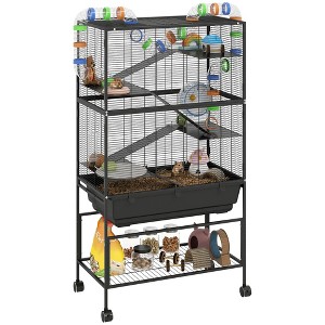 PawHut Hamster Cage, Rolling Rat Cage with Deep Tray, Storage Shelf, Big Exercise Wheel, Hut, Tube System, for Syrian, Gerbil, Mouse - 1 of 4