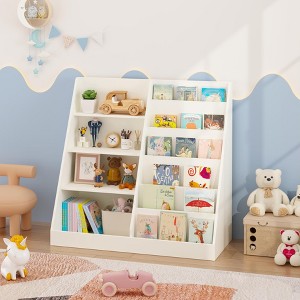 KWPZQEB Kids Bookshelf and Toy Storage Organizer, Multifunctional 6 Tier Wooden Bookcase with 4 Tier Toy Storage for Playroom, classroom, White - 1 of 4