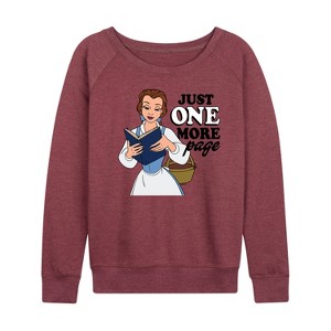 Women's - Disney Princess - Belle One More Page Lightweight French Terry Wide Neck Long Sleeve Shirt - 1 of 4