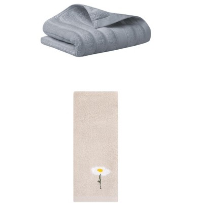 REGALWOVEN Pure Cotton Soft Absorbent Hand Towel Set for Bathroom 14" x 30"/13" x 30" 2 Pcs