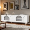 Contemporary TV Stand with Adjustable Shelves for TVs Up to 78'', Media Console with Gold Handles and Arch Fluted Glass Doors, Entertainment Center - 2 of 4