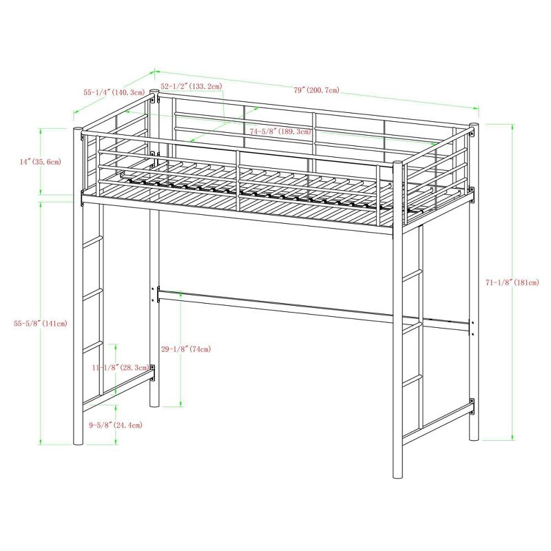 Full Size Metal Platform Loft Bed - Saracina Home, 6 of 8