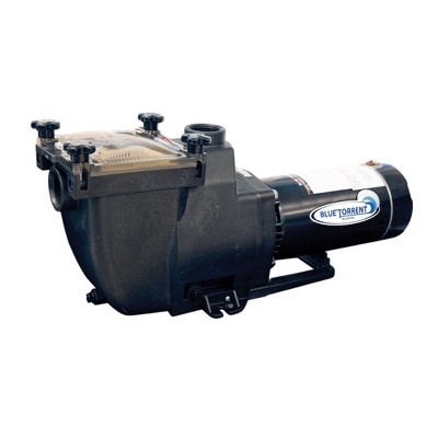 Blue Torrent Typhoon 1.5 HP 48 Frame In Ground Replacement Swimming Pool Pump with Copper Wound Motor for Hayward Super Pump Plumbing