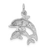 Black Bow Jewelry 14k White Gold Mother and Baby Dolphin Charm - 3 of 4
