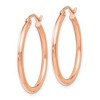 Black Bow Jewelry 2mm Round Hoop Earrings in 14k Rose Gold, 25mm (1 Inch) - 2 of 4