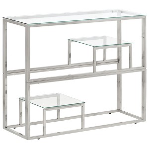 vidaXL Console Table Silver Stainless Steel and Tempered Glass - 1 of 4