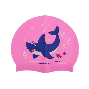 Unique Bargains Kid's Silicone Waterproof Cartoon Shark Swim Cap 1 Pc - 1 of 4
