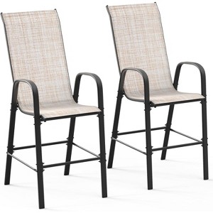 VINGLI Stackable Outdoor Bar Chairs with Sling High Back, Armrests, for Lawn, Garden, Bar - 1 of 4