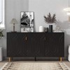 ORRD 70" Modern TV Stand - 3-Door Media Console with Adjustable Shelves for Living Room（Black） - 2 of 4