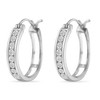 Haus of Brilliance -Silver Diamond Accent Channel Set Style Hoop Earring - 4 of 4