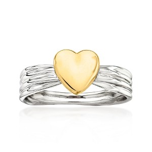 Ross-Simons 14kt Yellow Gold and Sterling Silver Puffed Heart Ring - 1 of 4