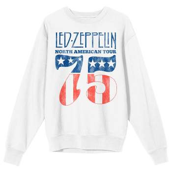 Led Zeppelin North American Tour ‘75 Crew Neck Long Sleeve White Adult Sweatshirt