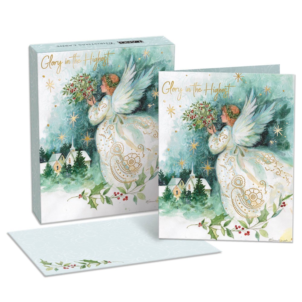 LANG 18ct Angel of Christmas Single Design Boxed Card Pack