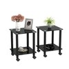 NicBex Modern Square Tempered Glass Coffee Table with Storage Shelf,Side Table with Wooden Legs,End Table for Living Room - 2 of 4