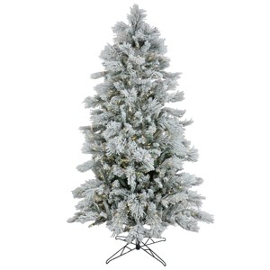 7.5' Prelit Flocked Slim Bavarian Pine Artificial Christmas Tree Dual Lights - National Tree Company - 1 of 4